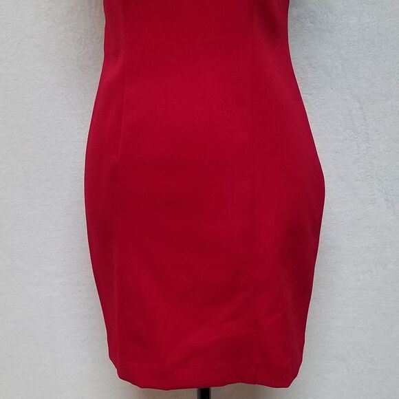 VINTAGE Dawn Joy Red Bow Cage Back Bodycon Dress - Picture 8 of 14